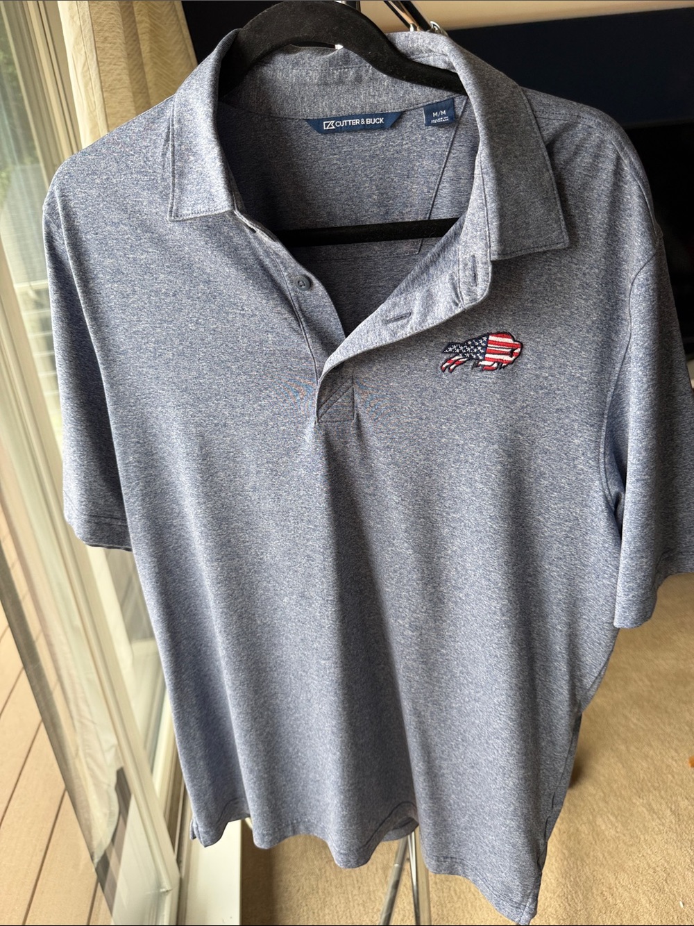 Buffalo Bills Charcoal Blue Cutter & Buck Short Sleeve Polo - Men's